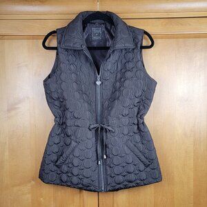 MiFresia Chocolate Brown Quilted Full Zip Puffer Vest Drawstring Waist - M